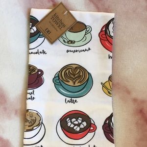 Coffee Hot Cocoa Designer Kitchen Towel NWT DII 18x28” Cotton